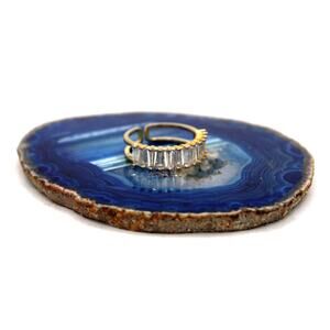 Gold and Silvertone Cubic Zirconia Baguette Band Ring